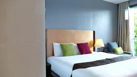 Decoration in bedroom interior Stock Footage 90440195
