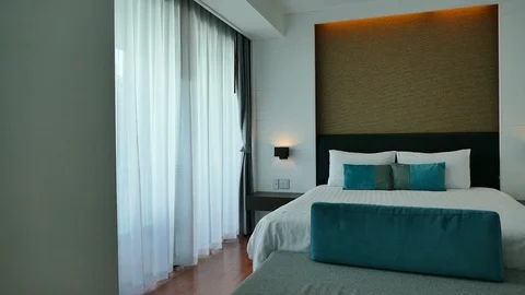 Decoration in bedroom interior Stock Footage 90861183