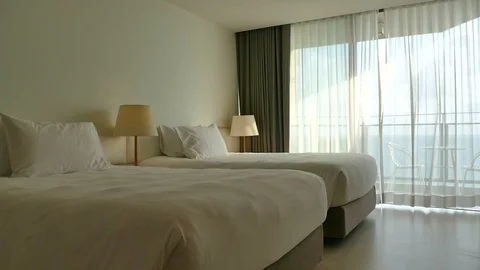Decoration in bedroom interior Stock Footage 91119180