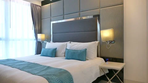 Decoration in bedroom interior Stock Footage 91119431