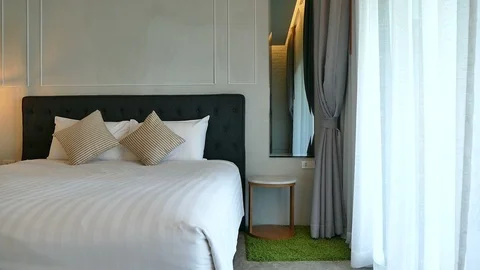 Decoration in bedroom interior Video stock 91119688