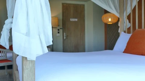 Decoration in bedroom interior Stock Footage 93688973