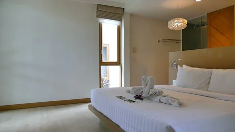 Decoration in bedroom interior Stock Footage 93914218