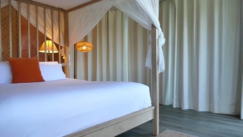 Decoration in bedroom interior Video stock 93914381