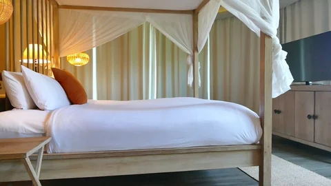 Decoration in bedroom interior Stock Footage 94419809