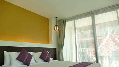 Decoration in bedroom interior Stock Footage 95734611