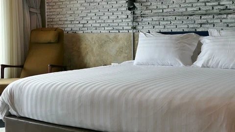 Decoration in bedroom interior Stock Footage 95734618