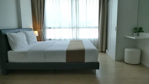 Decoration in bedroom interior Stock Footage 95734631