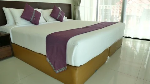 Decoration in bedroom interior Stock Footage 96323285