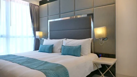 Decoration in bedroom interior Stock Footage 96323354