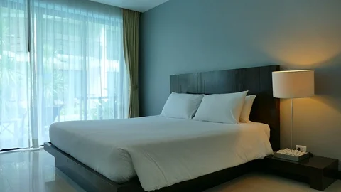 Decoration in bedroom interior Stock Footage 96565605