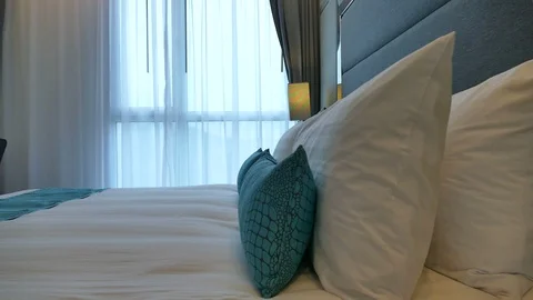 Decoration in bedroom interior Stock Footage 96565803