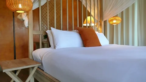 Decoration in bedroom interior Stock Footage 96566067