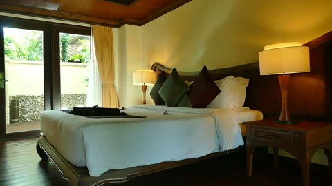 Decoration in bedroom interior Stock Footage 97428674