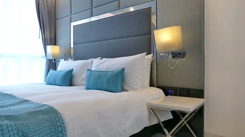 Decoration in bedroom interior Stock Footage 98723528