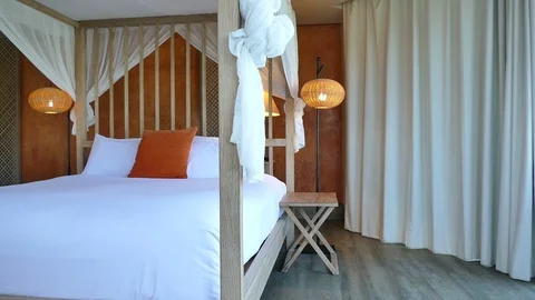 Decoration in bedroom interior Stock Footage 98723645