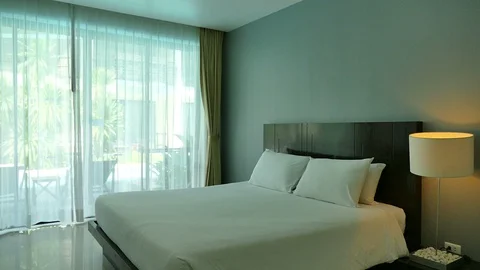 Decoration in bedroom interior Stock Footage 99846192