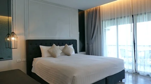 Decoration in bedroom interior Video stock 100525194
