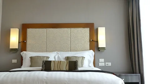 Decoration in bedroom interior Stock Footage 104649954