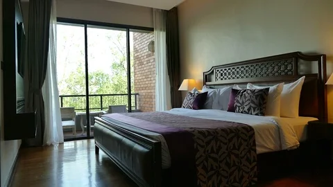Decoration in bedroom interior Video stock 105095859