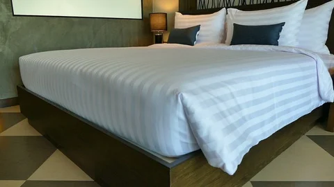 Decoration in bedroom interior Stock Footage 106747737