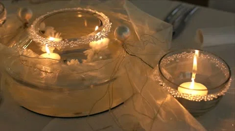 Decoration candles on a table Stock Footage 24654851