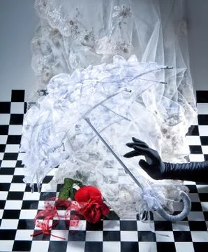 Decoration On Checkered Background Stock-Fotos