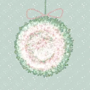 Decoration, christmas, vector, pattern, flower, frame, holiday, pink, circle, de Stock Illustration