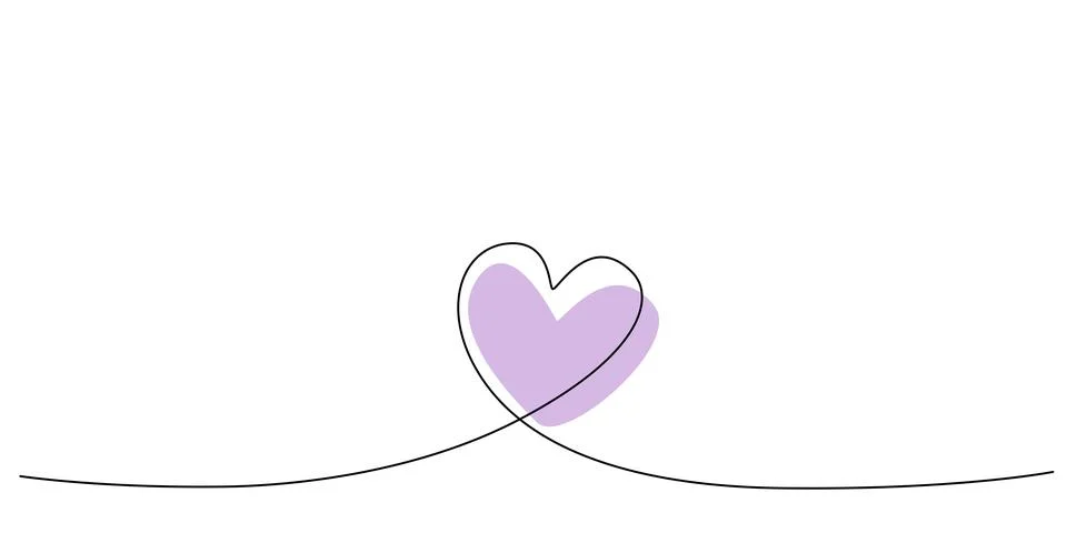 Decoration continuous line hand drawing element heart for wedding photo book 스톡 일러스트