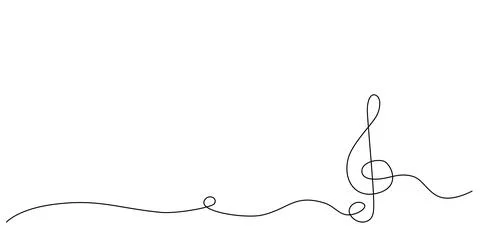Decoration continuous line hand drawing element note for concert, photo book Stock Illustration