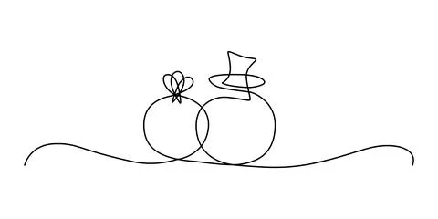 Decoration continuous line hand drawing element for wedding photo book 스톡 일러스트