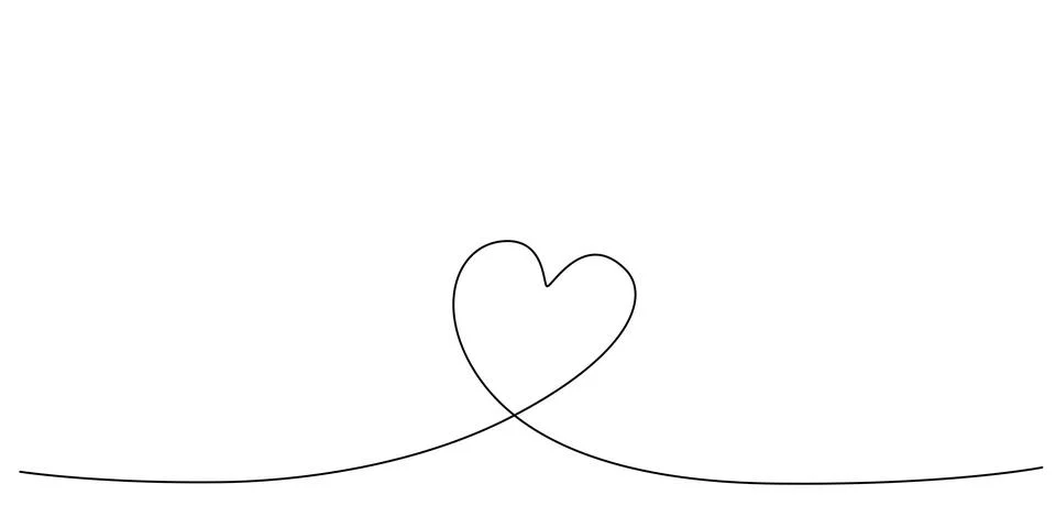 Decoration continuous line hand drawing element heart for wedding photo book Stock Illustration