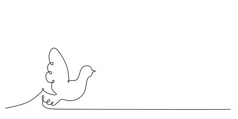Decoration continuous line hand drawing pigeon for wedding photo book Stock Illustration