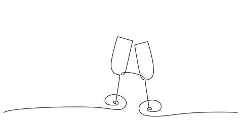 Decoration continuous line hand drawing glasses element for wedding photo book Stock-Illustration