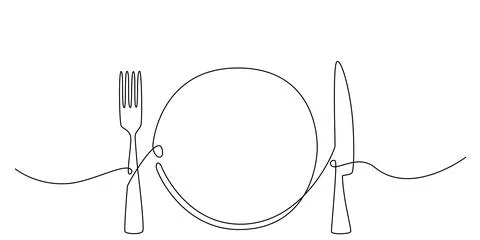 Decoration continuous line hand drawing element table set for wedding menu Stock Illustration