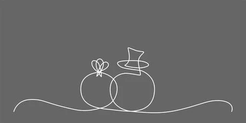 Decoration continuous line hand drawing element for wedding photo book Stock Illustration