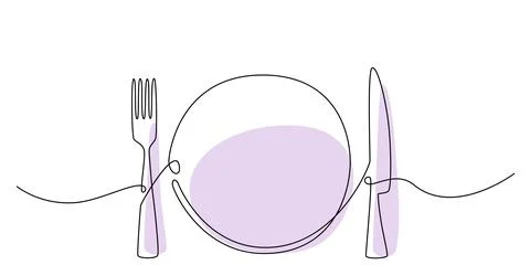 Decoration continuous line hand drawing element table set for wedding menu Illustrazione stock