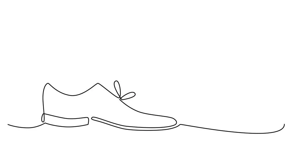 Decoration continuous line hand drawing shoes element for wedding photo book Illustrazione stock