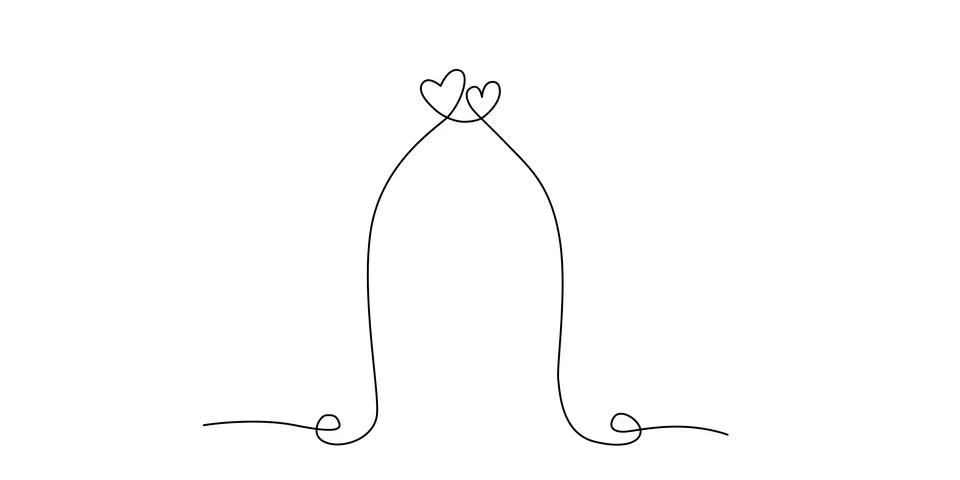 Decoration continuous line hand drawing element arch for wedding photo book Stock Illustration