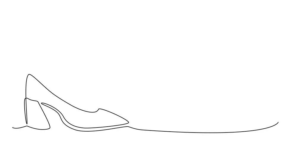 Decoration continuous line hand drawing shoe element for wedding photo book Stock Illustration