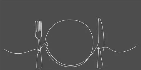 Decoration continuous line hand drawing element table set for wedding menu Illustrazione stock