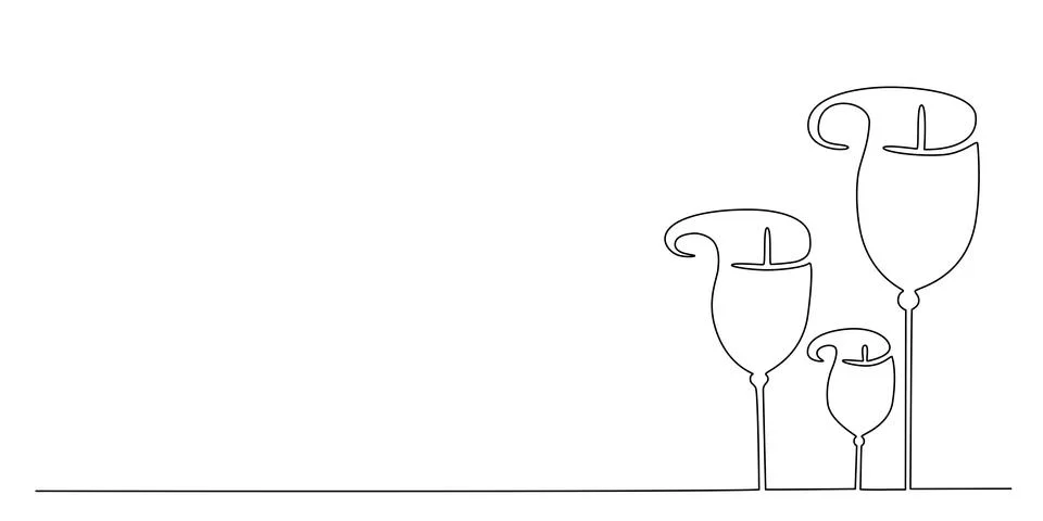 Decoration continuous line hand drawing flowers bouquet for wedding photo book Stock Illustration