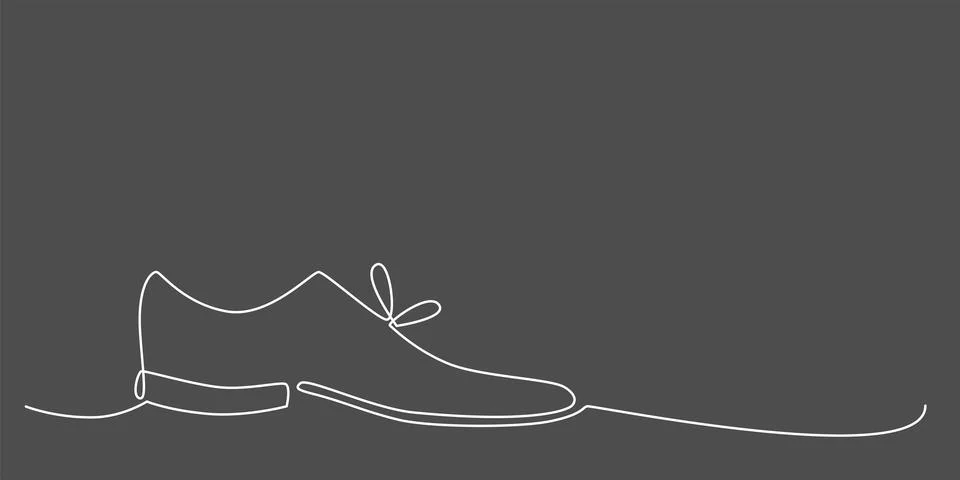 Decoration continuous line hand drawing shoes element for wedding photo book Stock Illustration