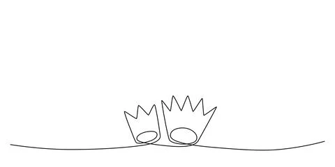 Decoration continuous line hand drawing element crown for wedding photo book Illustrazione stock