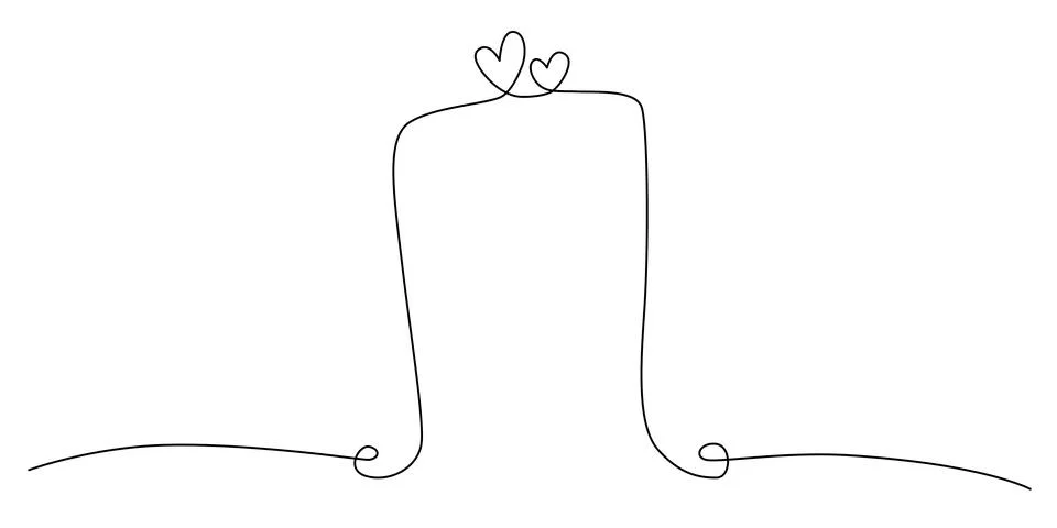 Decoration continuous line hand drawing element arch for wedding photo book Stock Illustration