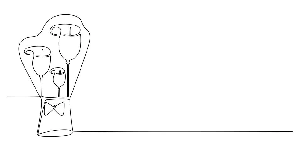 Decoration continuous line hand drawing flowers bouquet for wedding photo book Stock Illustration