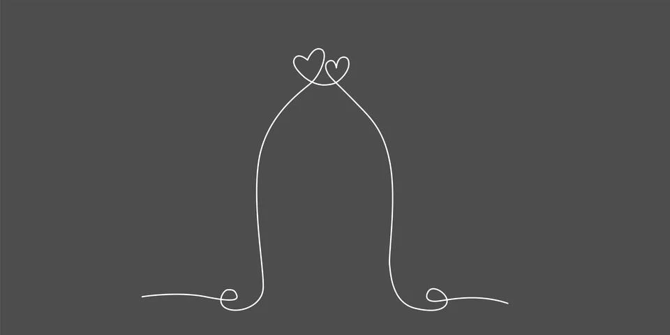 Decoration continuous line hand drawing element arch for wedding photo book Illustrazione stock