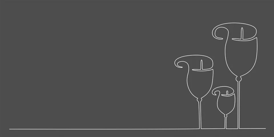 Decoration continuous line hand drawing flowers bouquet for wedding photo book Stock Illustration