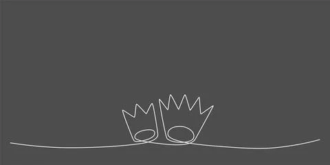 Decoration continuous line hand drawing element crown for wedding photo book Illustrazione stock