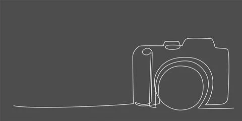Decoration continuous line hand drawing photo camera for wedding photo book Illustrazione stock